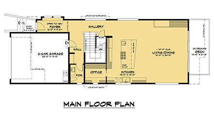 Contemporary, Modern House Plan 81919 with 3 Beds, 4 Baths, 2 Car Garage First Level Plan