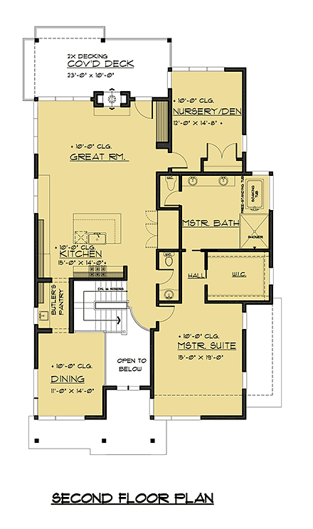Modern House Plan 81920 with 4 Beds, 4 Baths, 3 Car Garage Second Level Plan