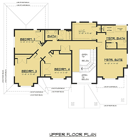 Craftsman, Traditional House Plan 81922 with 5 Beds, 4 Baths, 2 Car Garage Second Level Plan