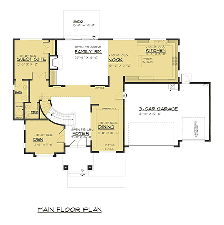 Contemporary House Plan 81923 with 6 Beds, 4 Baths, 3 Car Garage First Level Plan