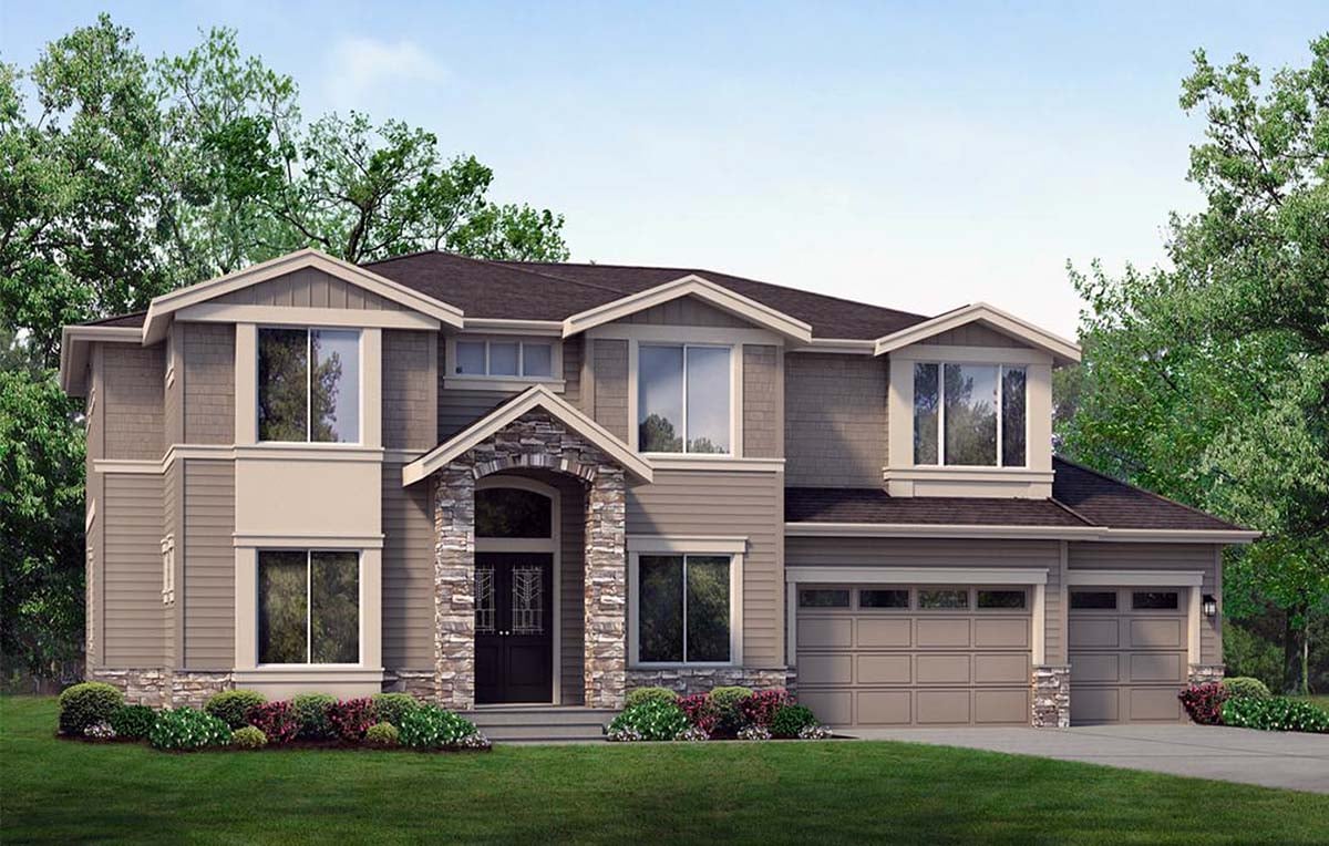 Contemporary Plan with 3620 Sq. Ft., 6 Bedrooms, 4 Bathrooms, 3 Car Garage Picture 2