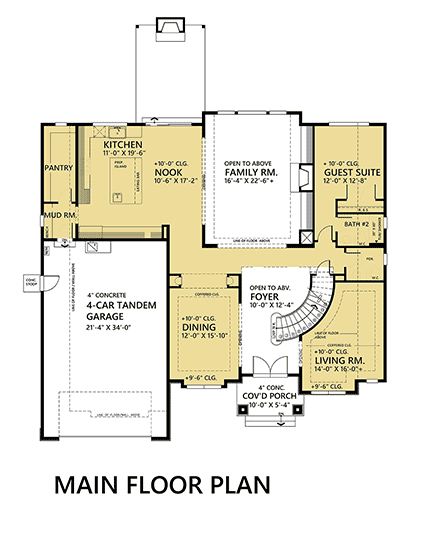 Modern House Plan 81926 with 5 Beds, 4 Baths, 4 Car Garage First Level Plan