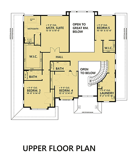 Modern House Plan 81926 with 5 Beds, 4 Baths, 4 Car Garage Second Level Plan
