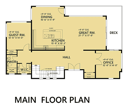 Modern House Plan 81928 with 4 Beds, 5 Baths, 2 Car Garage First Level Plan