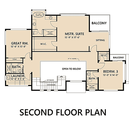 Modern House Plan 81928 with 4 Beds, 5 Baths, 2 Car Garage Second Level Plan
