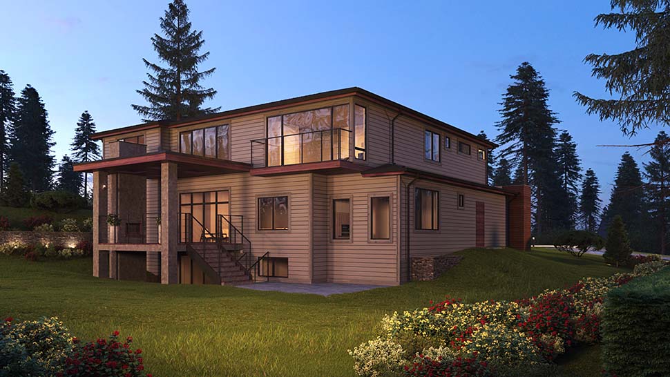 Contemporary, Modern, Prairie Style Plan with 6300 Sq. Ft., 5 Bedrooms, 6 Bathrooms, 3 Car Garage Picture 3