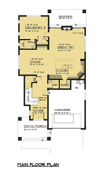 Contemporary, Modern House Plan 81931 with 4 Beds, 4 Baths, 2 Car Garage First Level Plan