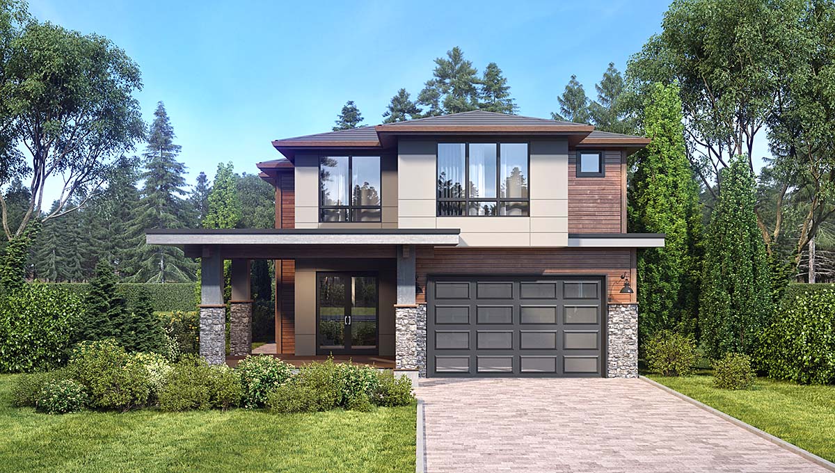 Contemporary, Modern Plan with 3150 Sq. Ft., 4 Bedrooms, 4 Bathrooms, 2 Car Garage Elevation