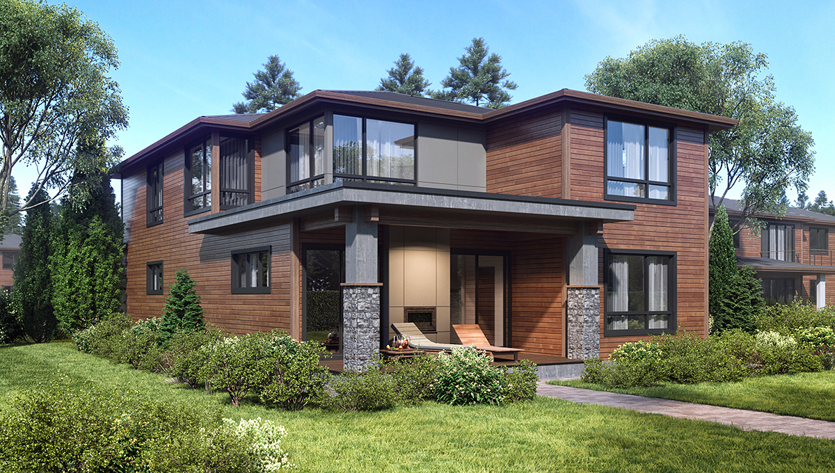 Contemporary, Modern Plan with 3150 Sq. Ft., 4 Bedrooms, 4 Bathrooms, 2 Car Garage Rear Elevation
