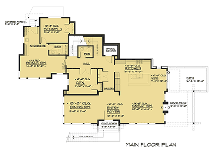 Modern House Plan 81933 with 3 Beds, 4 Baths, 6 Car Garage First Level Plan