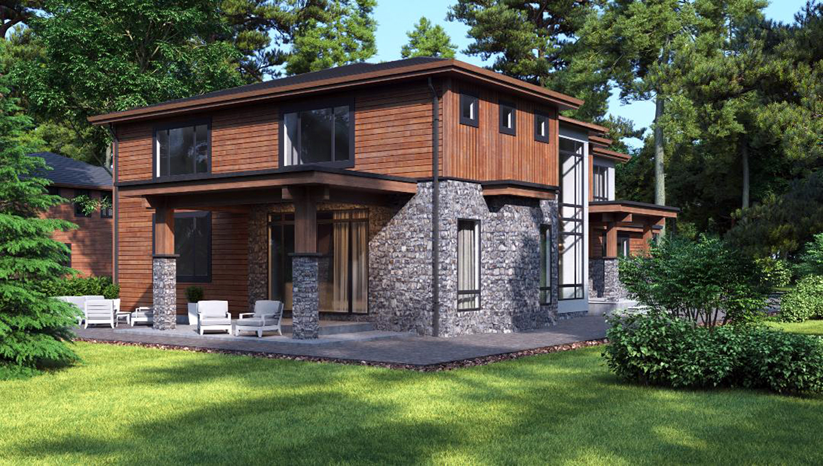 Contemporary, Modern Plan with 3864 Sq. Ft., 3 Bedrooms, 4 Bathrooms, 3 Car Garage Rear Elevation