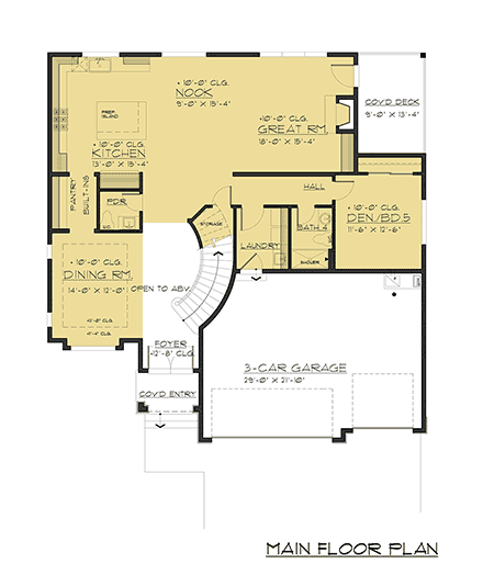 Contemporary, Modern House Plan 81936 with 4 Beds, 5 Baths, 3 Car Garage First Level Plan