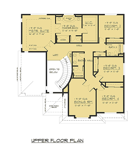 Contemporary, Modern House Plan 81936 with 4 Beds, 5 Baths, 3 Car Garage Second Level Plan