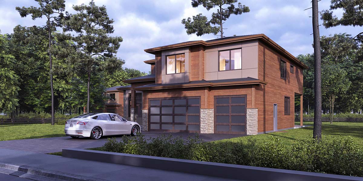 Contemporary, Modern Plan with 3370 Sq. Ft., 4 Bedrooms, 5 Bathrooms, 3 Car Garage Picture 2
