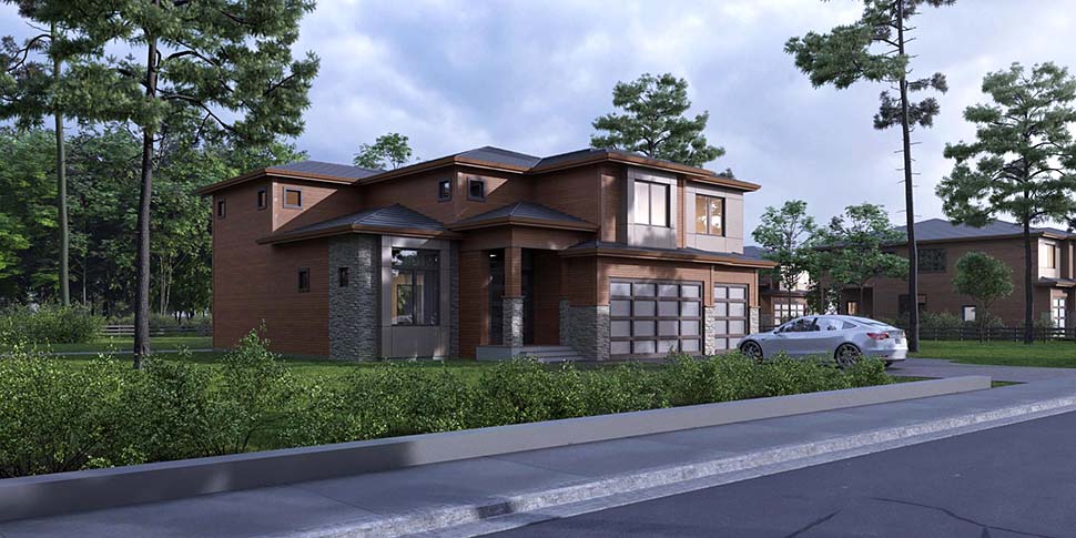 Contemporary, Modern Plan with 3370 Sq. Ft., 4 Bedrooms, 5 Bathrooms, 3 Car Garage Picture 3