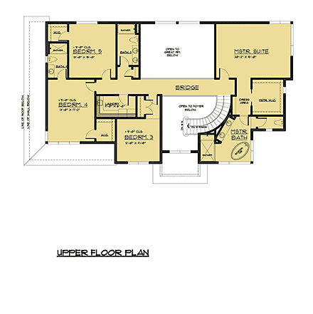 Contemporary, Craftsman House Plan 81938 with 4 Beds, 5 Baths, 2 Car Garage Second Level Plan