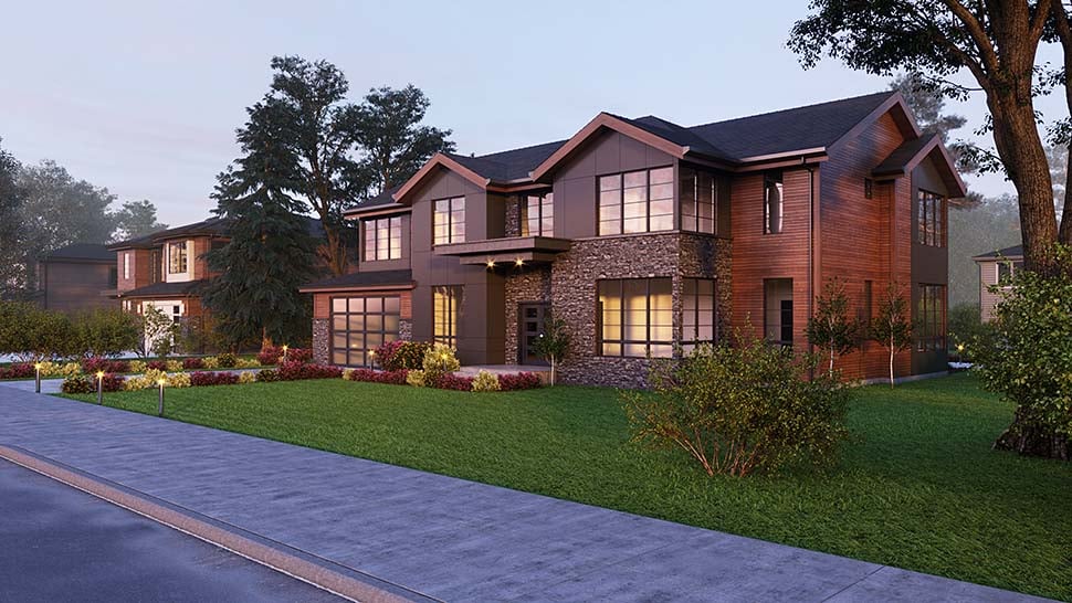 Contemporary, Craftsman Plan with 4001 Sq. Ft., 4 Bedrooms, 5 Bathrooms, 2 Car Garage Picture 3