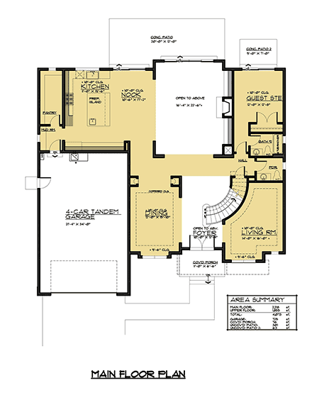 Contemporary House Plan 81939 with 5 Beds, 5 Baths, 4 Car Garage First Level Plan