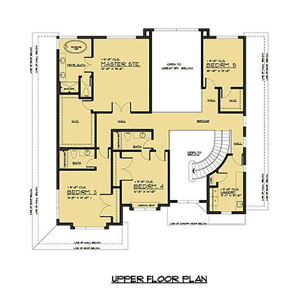 Contemporary House Plan 81939 with 5 Beds, 5 Baths, 4 Car Garage Second Level Plan