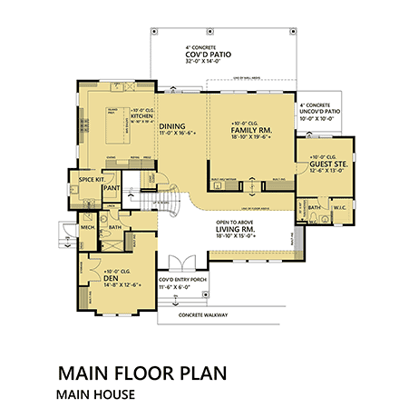 Mediterranean House Plan 81941 with 4 Beds, 5 Baths First Level Plan