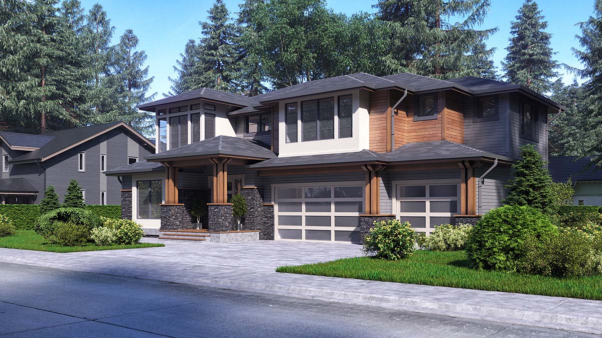 Contemporary, Modern Plan with 3450 Sq. Ft., 4 Bedrooms, 4 Bathrooms, 3 Car Garage Picture 2
