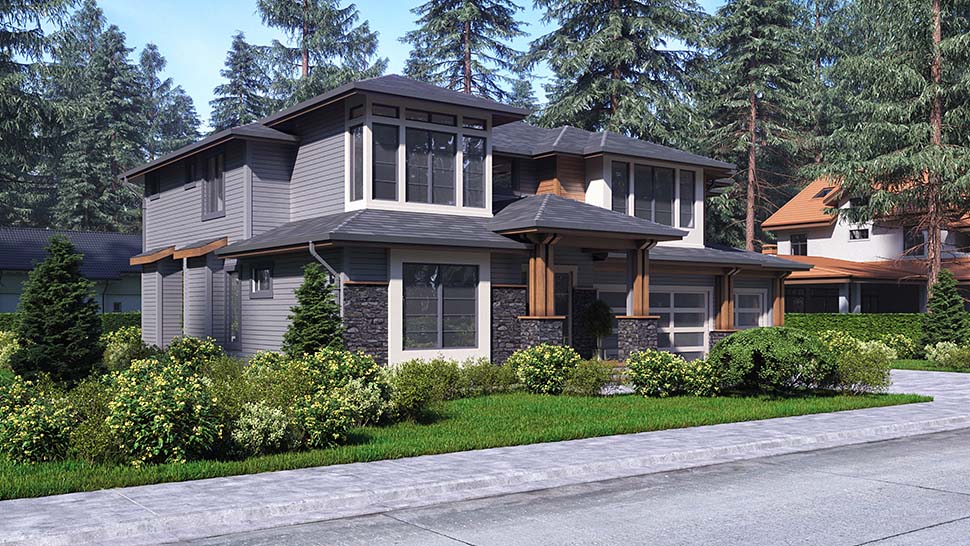 Contemporary, Modern Plan with 3450 Sq. Ft., 4 Bedrooms, 4 Bathrooms, 3 Car Garage Picture 3