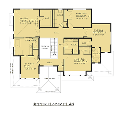 Contemporary, Prairie House Plan 81943 with 5 Beds, 4 Baths, 3 Car Garage Second Level Plan