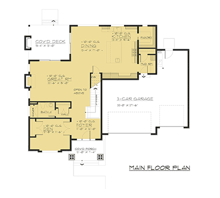 Contemporary, Craftsman, Modern House Plan 81944 with 4 Beds, 4 Baths, 3 Car Garage First Level Plan