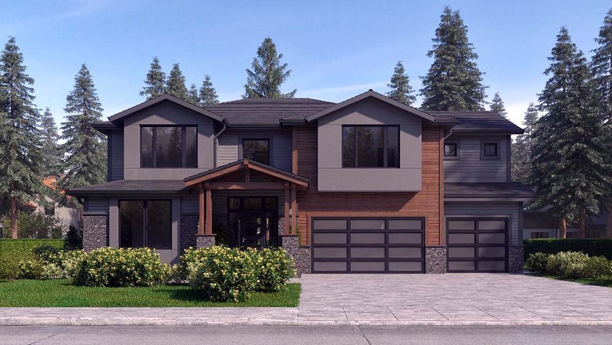 Contemporary, Craftsman, Modern Plan with 3355 Sq. Ft., 4 Bedrooms, 4 Bathrooms, 3 Car Garage Elevation