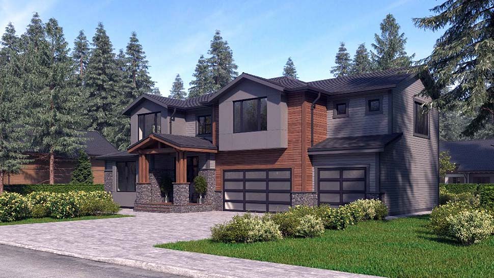 Contemporary, Craftsman, Modern Plan with 3355 Sq. Ft., 4 Bedrooms, 4 Bathrooms, 3 Car Garage Picture 3