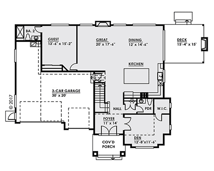 Contemporary, Modern House Plan 81945 with 4 Beds, 5 Baths, 3 Car Garage First Level Plan