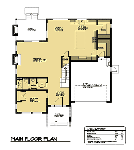 Contemporary, Modern House Plan 81946 with 3 Beds, 4 Baths, 2 Car Garage First Level Plan