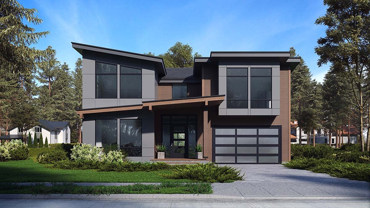 Contemporary, Modern Plan with 3542 Sq. Ft., 3 Bedrooms, 4 Bathrooms, 2 Car Garage Elevation