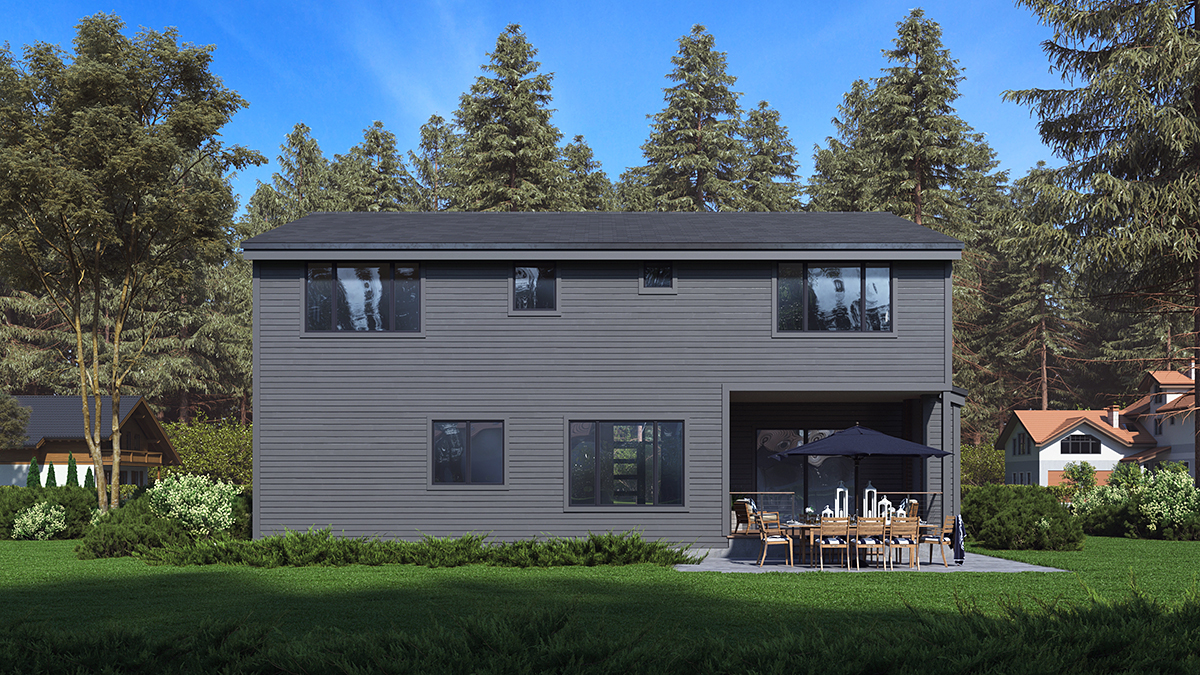Contemporary, Modern Plan with 3542 Sq. Ft., 3 Bedrooms, 4 Bathrooms, 2 Car Garage Rear Elevation