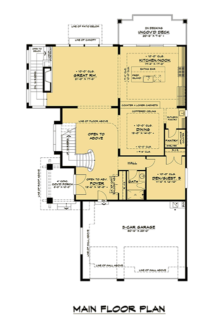 Contemporary, Modern House Plan 81948 with 6 Beds, 5 Baths, 3 Car Garage First Level Plan