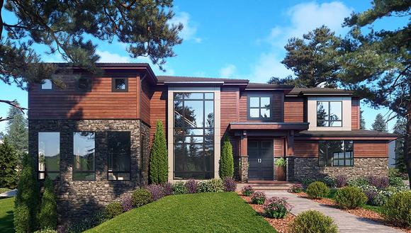 Contemporary, Modern House Plan 81948 with 6 Beds, 5 Baths, 3 Car Garage Elevation