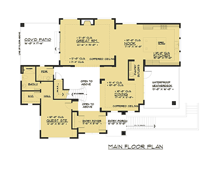 Contemporary, Modern House Plan 81950 with 4 Beds, 4 Baths, 3 Car Garage First Level Plan
