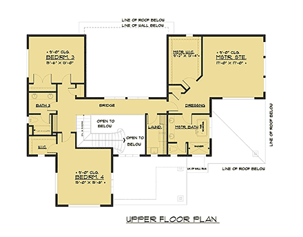 Contemporary, Modern House Plan 81950 with 4 Beds, 4 Baths, 3 Car Garage Second Level Plan