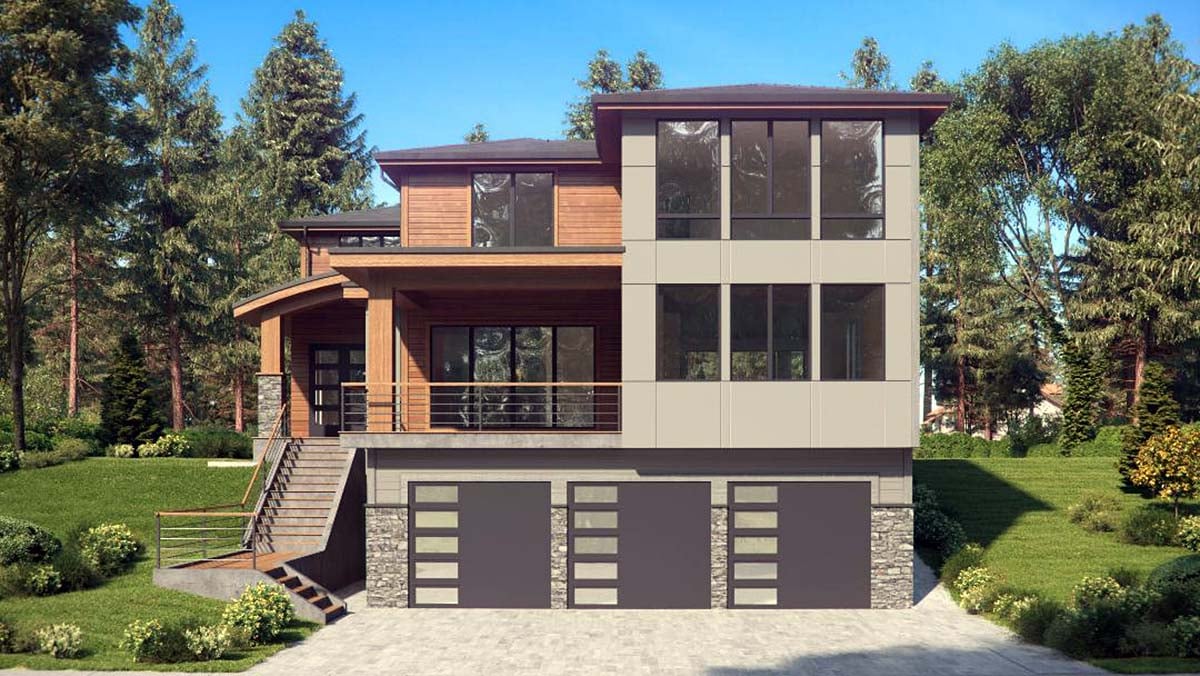 Contemporary, Modern Plan with 3980 Sq. Ft., 4 Bedrooms, 4 Bathrooms, 3 Car Garage Picture 2