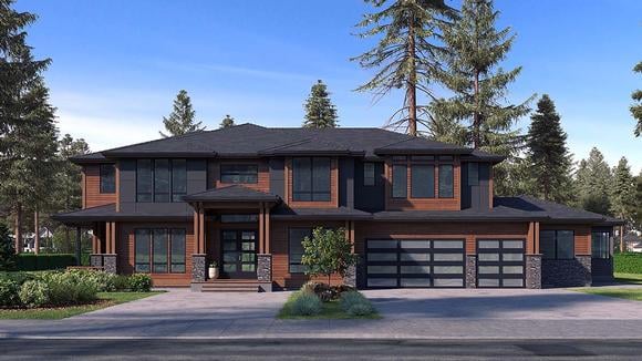 Contemporary, Modern House Plan 81953 with 6 Beds, 6 Baths, 3 Car Garage Elevation