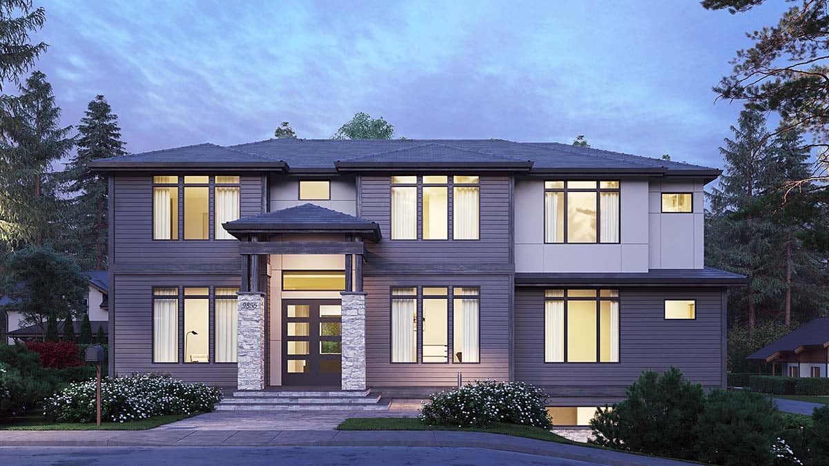 Contemporary, Modern Plan with 4417 Sq. Ft., 5 Bedrooms, 5 Bathrooms, 2 Car Garage Elevation