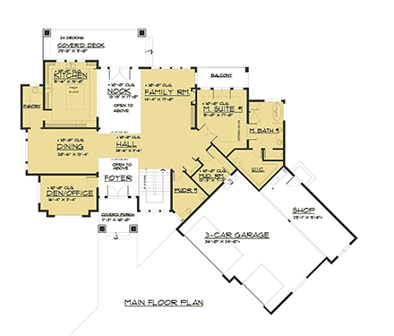 Contemporary, Modern House Plan 81955 with 4 Beds, 5 Baths, 3 Car Garage First Level Plan