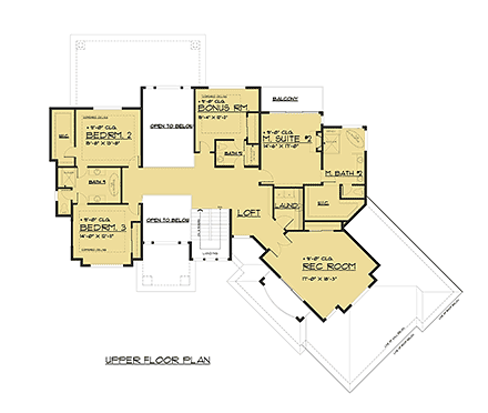 Contemporary, Modern House Plan 81955 with 4 Beds, 5 Baths, 3 Car Garage Second Level Plan