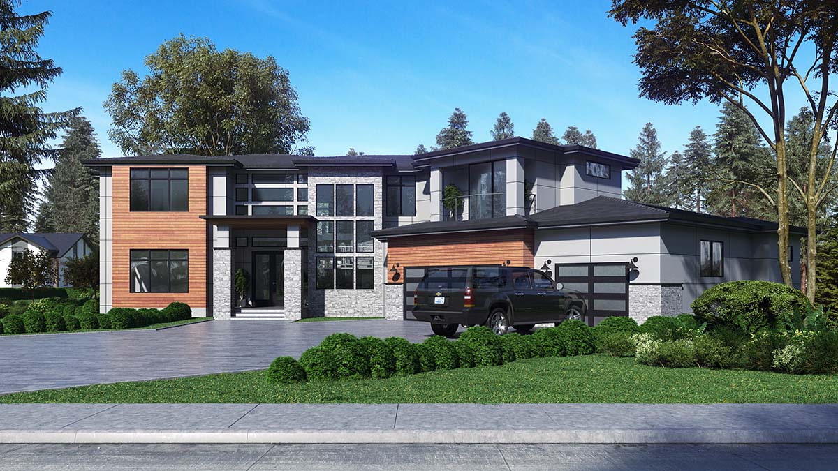 Contemporary, Modern Plan with 5195 Sq. Ft., 4 Bedrooms, 5 Bathrooms, 3 Car Garage Picture 2