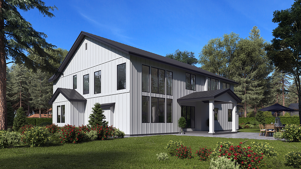 Craftsman, Farmhouse, Traditional Plan with 4941 Sq. Ft., 5 Bedrooms, 6 Bathrooms, 3 Car Garage Rear Elevation