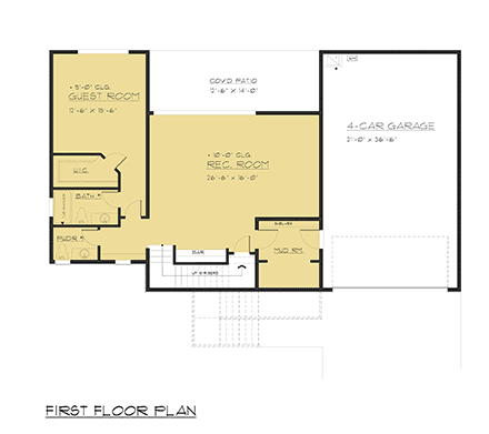 Contemporary, Modern House Plan 81957 with 4 Beds, 6 Baths, 4 Car Garage First Level Plan