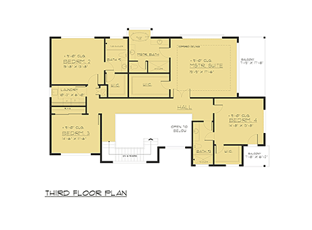 Contemporary, Modern House Plan 81957 with 4 Beds, 6 Baths, 4 Car Garage Third Level Plan