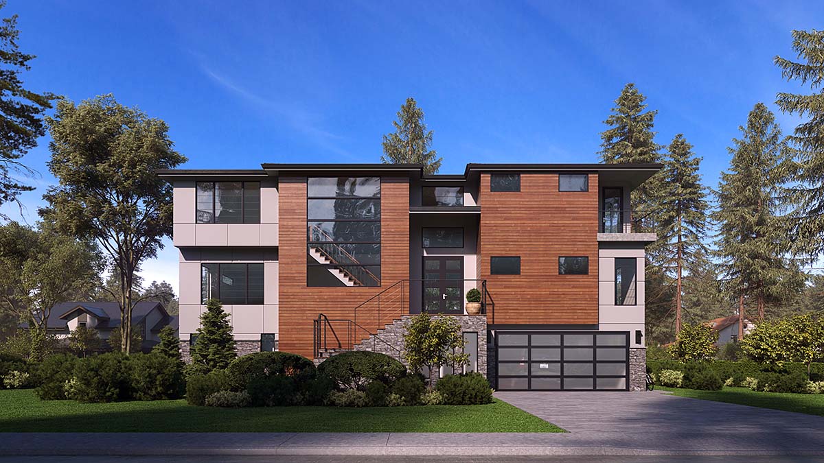 Contemporary, Modern Plan with 5010 Sq. Ft., 4 Bedrooms, 6 Bathrooms, 4 Car Garage Elevation