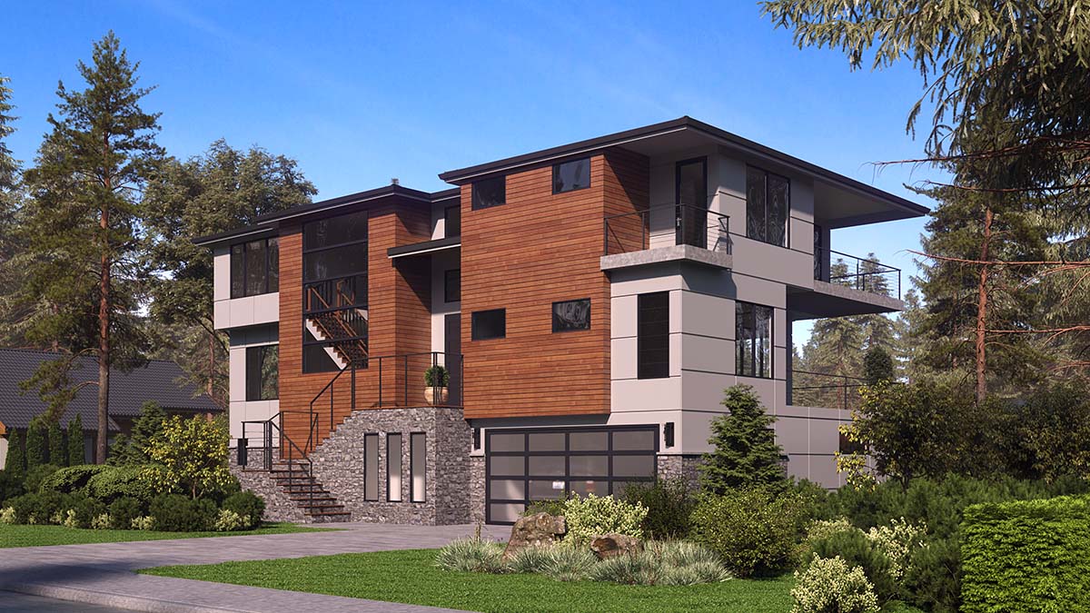 Contemporary, Modern Plan with 5010 Sq. Ft., 4 Bedrooms, 6 Bathrooms, 4 Car Garage Picture 2