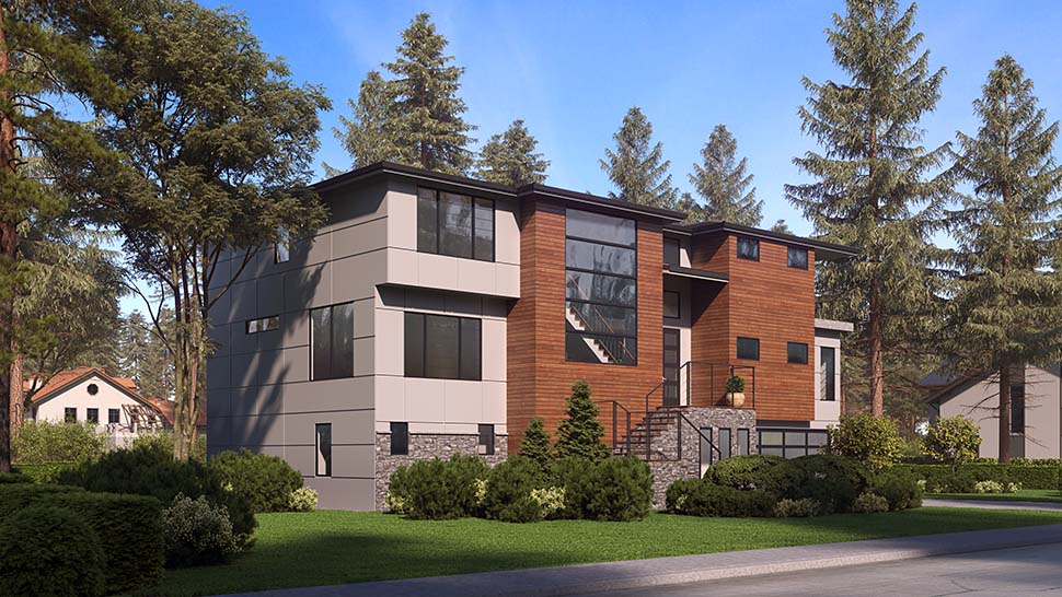 Contemporary, Modern Plan with 5010 Sq. Ft., 4 Bedrooms, 6 Bathrooms, 4 Car Garage Picture 3